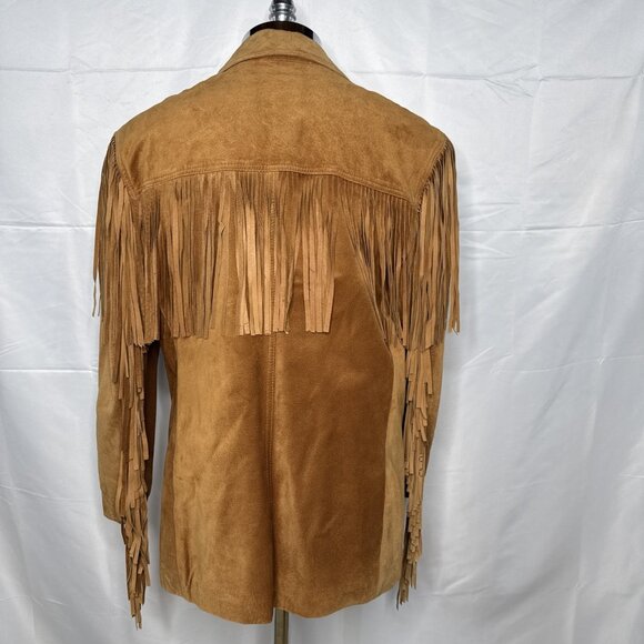 Vintage Brown Suede Fringe Western Jacket Womens M Cowgirl Pockets Cowboy USA - Picture 8 of 12